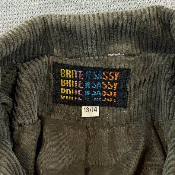 Vintage Brite N Sassy Blazer Jacket Womens 13/14 Olive Green Gray Corduroy Lined - Picture 11 of 16